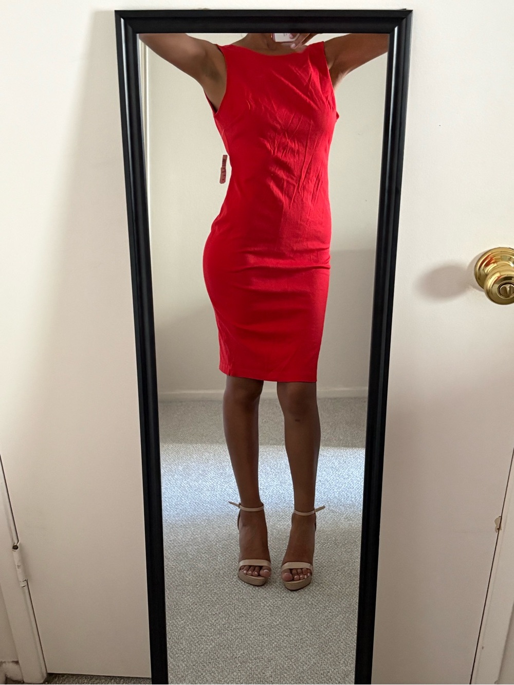 Windsor Sleeveless Red Midi Sheath Dress